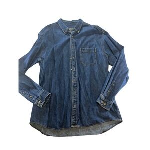 Eddie Bauer Mens Denim Shirt Long Sleeve Button Down Chambray Tall XL
